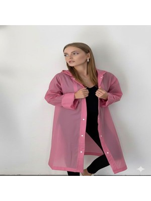 Dream Plus Unisex Su Geçirmez Şık Kıyafet Üstü Yağmurluk Pembe
