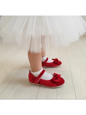 Gala Stil Gala Önü Fiyonklu Kadife Çocuk Babet