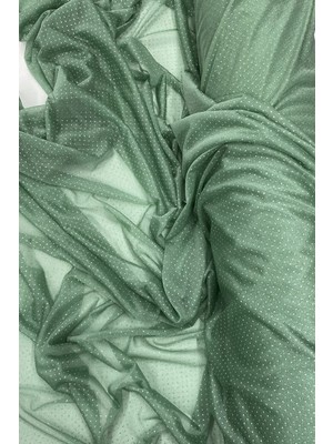 İlk El Grup Ieg™ Yağmur Damlası Simli Abiye Elbise Şallık Tül Kumaş Mint Yeşil 75