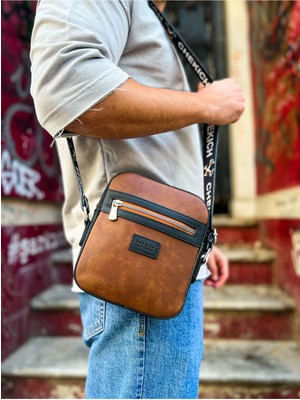 İlk El Grup Ieg™ CH102  Stealht Kare Erkek Çanta Sıyah/taba