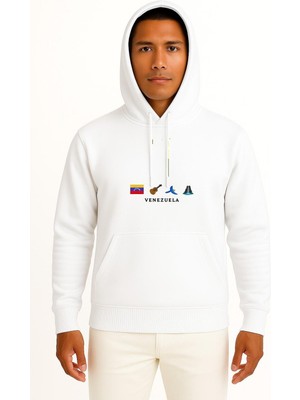 Bahriyeli Collection Kapüşonlu Özgür Venezuela ve Maduro Göğüs Baskılı Unisex Sweatshirt