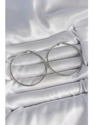 Eco Lounge 316 Çelik Gümüş Renk 53 mm Halka Model Kadın Küpe