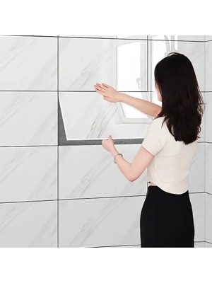 Starseven Beyaz Mermer Desenli Alüminyum Plastik Duvar Stickerı