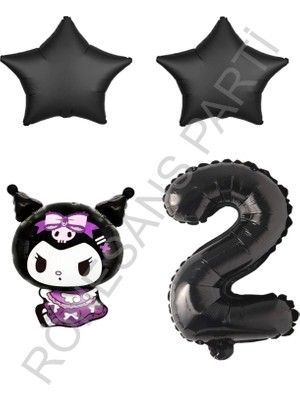 Rönesans Parti Rönesans Kuromi Rakam Yıldız Folyo Balon Seti Yaş-2