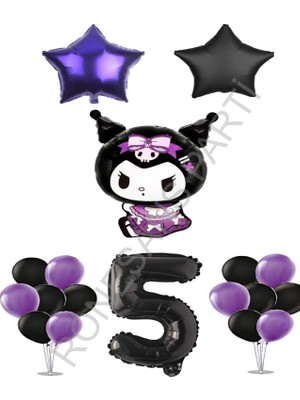 Rönesans Parti Rönesans Kuromi Standlı Rakamlı Yıldızlı Doğum Günü Parti Seti Yaş-5