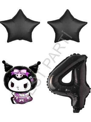 Best Parti Best Kuromi Rakam Yıldız Folyo Balon Seti Yaş-4