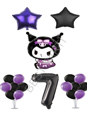 Best Parti Best Kuromi Standlı Rakamlı Yıldızlı Doğum Günü Parti Seti Yaş-7
