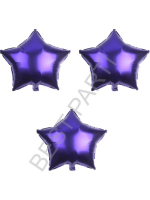 Best Parti Best 18 Inç 45 cm Mor Yıldız Folyo Balon 3 Adet