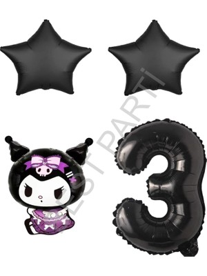 Best Parti Best Kuromi Rakam Yıldız Folyo Balon Seti Yaş-3