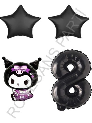 Rönesans Parti Rönesans Kuromi Rakam Yıldız Folyo Balon Seti Yaş-8