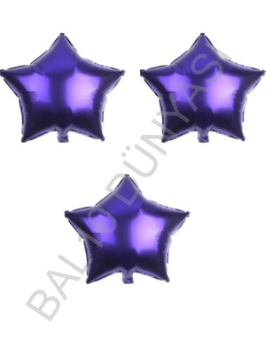 Bal10 Dünyası BAL10 18 Inç 45 cm Mor Yıldız Folyo Balon 3 Adet