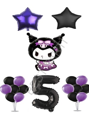 Best Parti Best Kuromi Standlı Rakamlı Yıldızlı Doğum Günü Parti Seti Yaş-5