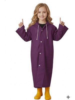 Unisex Çocuk Mor Su Rüzgar Geçirmez Yağmurluk