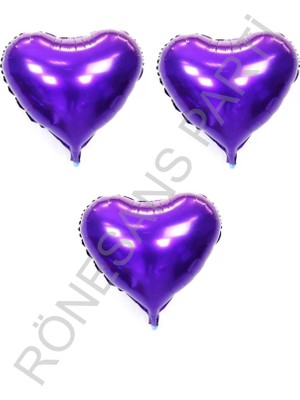Rönesans Parti Rönesans 18 Inç 45 cm Mor Kalp Folyo Balon 3 Adet