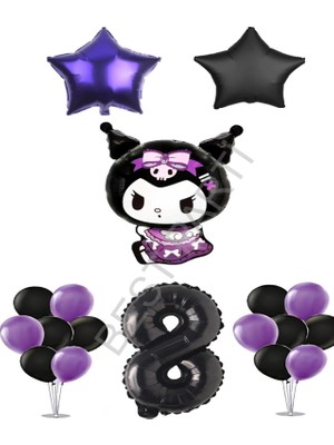Best Parti Best Kuromi Standlı Rakamlı Yıldızlı Doğum Günü Parti Seti Yaş-8