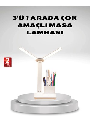 Kısılabilir LED Masa Lambası – Kalemlik ve Telefon Standlı, Göz Yormayan Işık ( Lisinya )