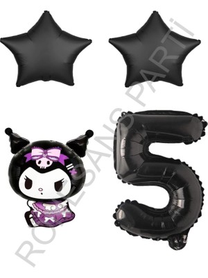Rönesans Parti Rönesans Kuromi Rakam Yıldız Folyo Balon Seti Yaş-5