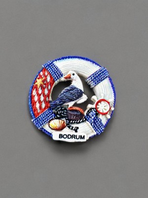 Mundy Bodrum Temalı Kabartmalı Polyester Magnet. 6,5cm Çap  (KOD:1067)
