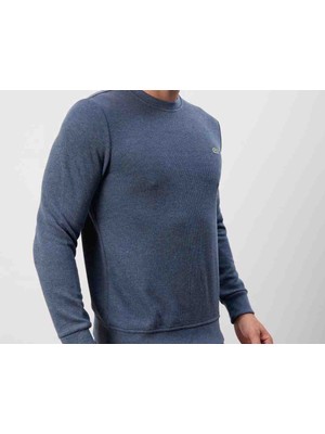 Lacoste Bisiklet Yaka Dar Kesim Indigo Renk Erkek Sweatshirt