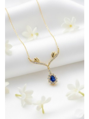 Çekirdek Jewelry 925 Ayar Gümüş Damla Taşlı Kanatlı Kolye