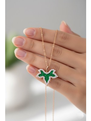 Çekirdek Jewelry 925 Ayar Gümüş Çınar Yaprak Kolye