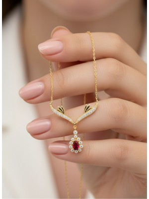 Çekirdek Jewelry 925 Ayar Gümüş Damla Taşlı Kanatlı Kolye