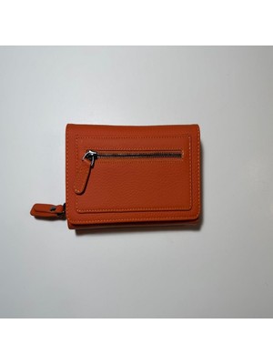Hakiki Deri Kadın Cüzdan Orta Boy Turuncu