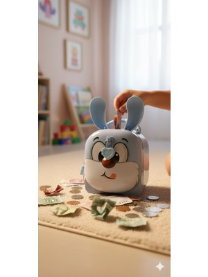 Kesene Çocuklar Için Sevimli Tavşan Figürlü Kilitli Kumbara metal Tasarruf Dekoratif Hediyelik Kumbara M -G