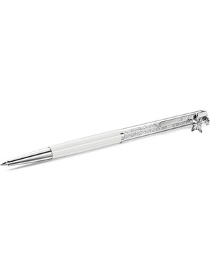 Swarovski 5717136 Crystalline Silk Bollpoint Pen, White, White Locguered Chrome Plated