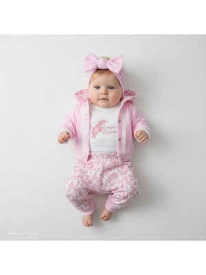 Seabubbles Çiçek Desenli Hırkalı Kız Bebek Takım 3lü Set