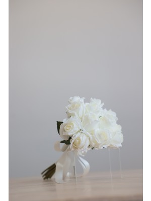 İstoria Bridal Beyaz Gül Gelin Buketi, Gelin Çiçeği, Gelin Buketi