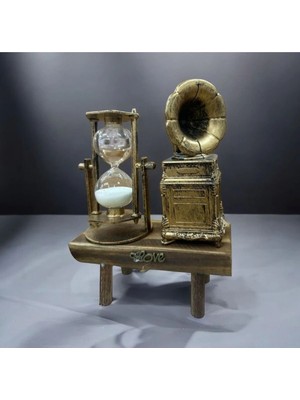 İntora Gramofon Biblolu Kum Saati