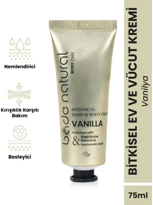 Bade Natural Vanilya Bitkisel El ve Vücut Kremi 75ML Doğal ve Vegan Özelliklerle Zenginleştirilmiş