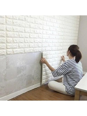 İntora 3D Tuğla Desenli Kendinden Yapışkanlı Duvar Paneli 58X38 cm