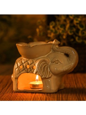 Hediyesahibi Dekoratif Fil Tasarımlı Buhurdanlık (Beyaz)