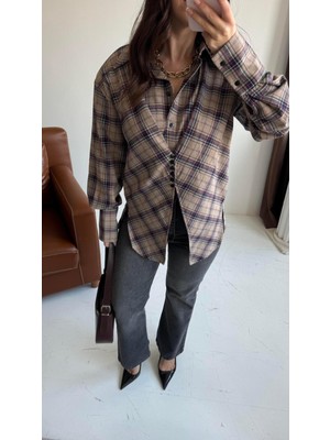 Mg Giyim Kadın Ekose Desenli Vatkalı Gömlek