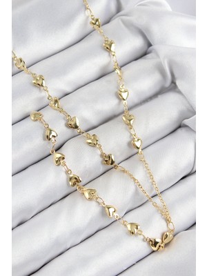 Lowell Home Pirinç Zirkon Taşlı Kalp Model Gold Renk Y Kolye