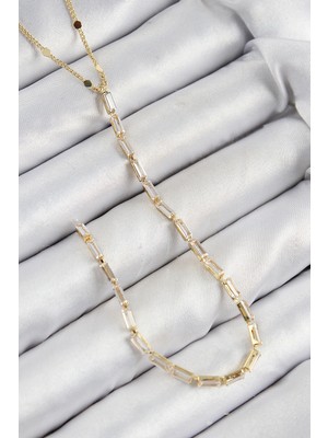 Lowell Home Pirinç Zirkon Taşlı Model Gold Renk Y Kolye