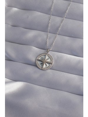 Lowell Home 316L Çelik Zincir Gümüş Renk Zirkon Taşlı Kutup Yıldızı Kolye