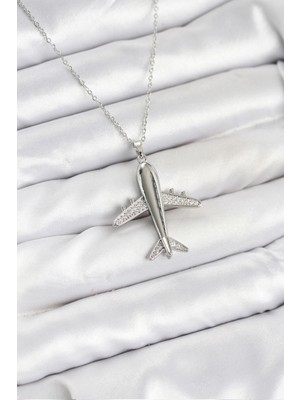 Lowell Home 316L Çelik Zincir Gümüş Renk Uçak Model Kadın Kolye