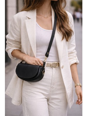 Lorevie Kadın Oval Gold Detaylı El ve Omuz Çantası