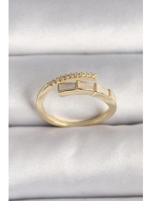 Lowell Home Pirinç Gold Renk Zirkon Taş Detaylı Yılan Model Ayarlanabilir Yüzük