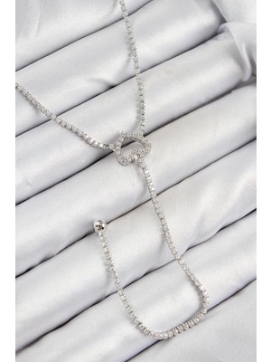 Lowell Home Pirinç Zirkon Taşlı Kalp Model Gümüş Renk  Y Kolye