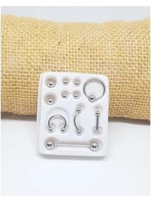 Depozee 11 Parça Piercing (Cerrahi Çelik) ve Piercing Topu Seti Piirsing