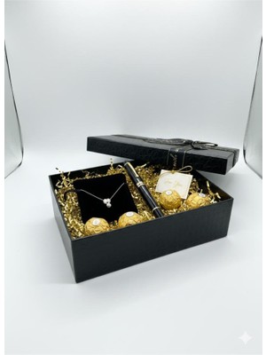 abnturk 1 Adet Parlak Siyah Deri Görünümlü Dikdörtgen Hediye Kutusu 20.5 X13.5 cm 086