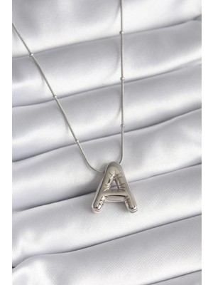 Lowell Home 316L Çelik Gümüş Renk Bubble "a" Harf Model Kadın Kolye