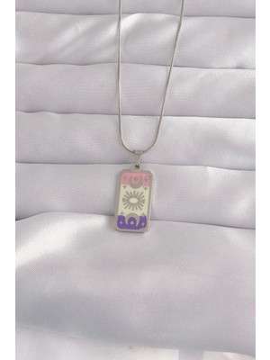 Lowell Home 316L Çelik Gümüş Renk Karışık Mineli Ay Figür Tarot Kolye