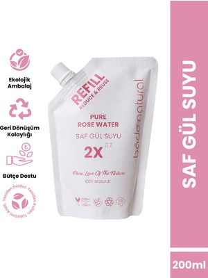 Bade Natural Gül Suyu Aydınlatıcı Tonik Refill 200  ml  DoğalSaf