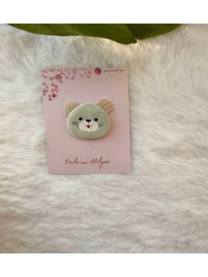 Parla'nın Atölyesi 0-3 Yaş Az Saçlı ve Saçsız Bebek Tokası Yeşil Ayı