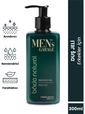 Bade Natural Men's Garage Duş Jeli Arındırıcı ve Canlandırıcı 300  ml
